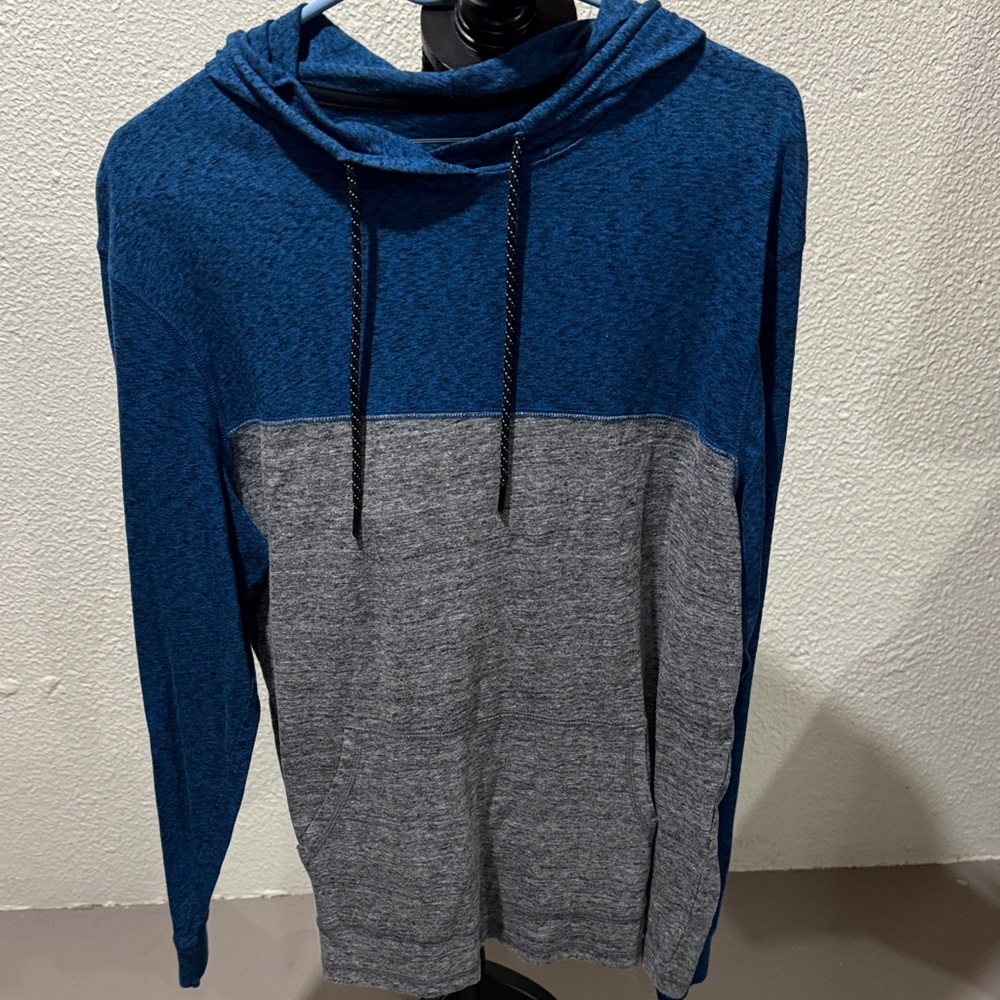 Blue and Gray Men's Tee Shirt Hoodie